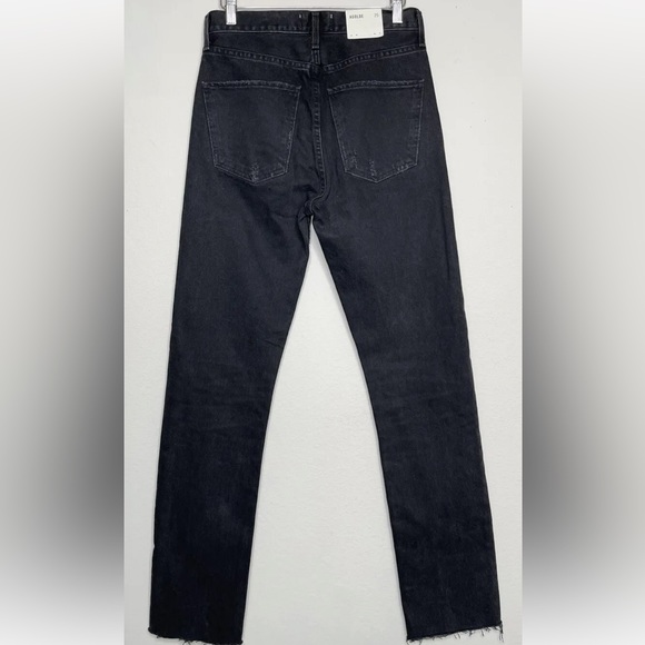 AGOLDE Cherie High-Rise Distressed Pinch-Waist Straight-Leg-Raw Hem. Siz…